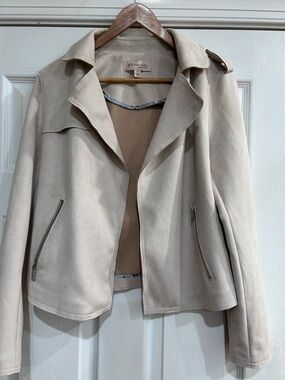 Philosophy soft beige faux-suede moto jacket